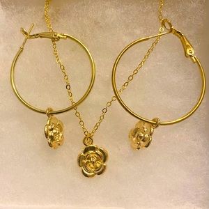 Eloquent Establishment LLC,Nediacreations Gold Flower Necklace and Earrings Set